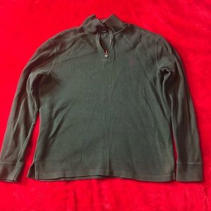 Ralph Lauren Sweater Mens Large Green Estate Rib 1/4 Zip Pullover